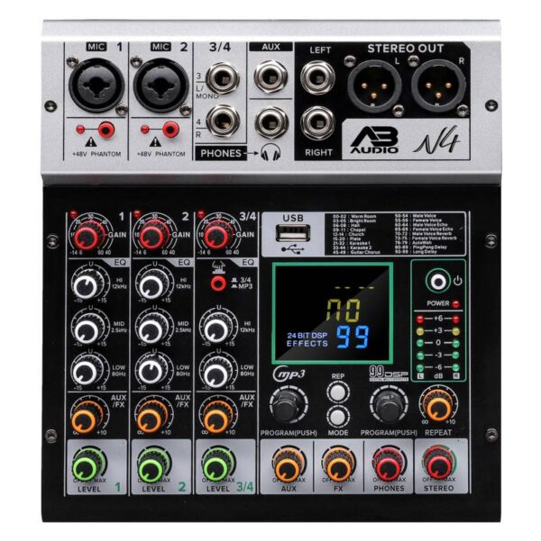 A3 Audio Nano4 4-channel USB,BT with Digital Effects Mixer