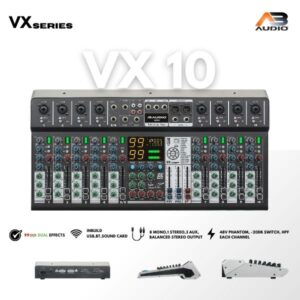 A3 Audio VX10 – 10-Channel Professional Mixer with DSP, USB Interface